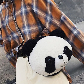 

Cute Panda Women Crossbag Plush Chains Shoulder Bag Messenger Bag Plush Toys