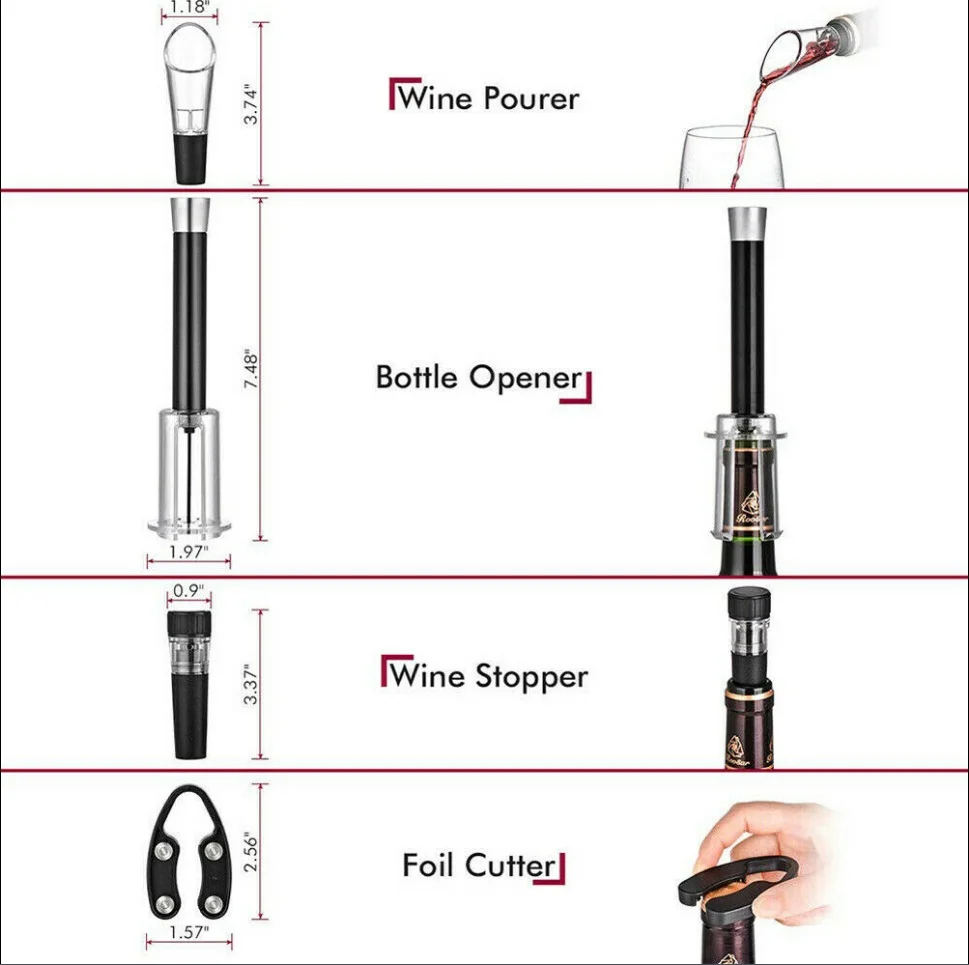 4 шт. открывалка для бутылок красного вина удалитель пробки воздушный насос давление штопор инструменты кухонные инструменты