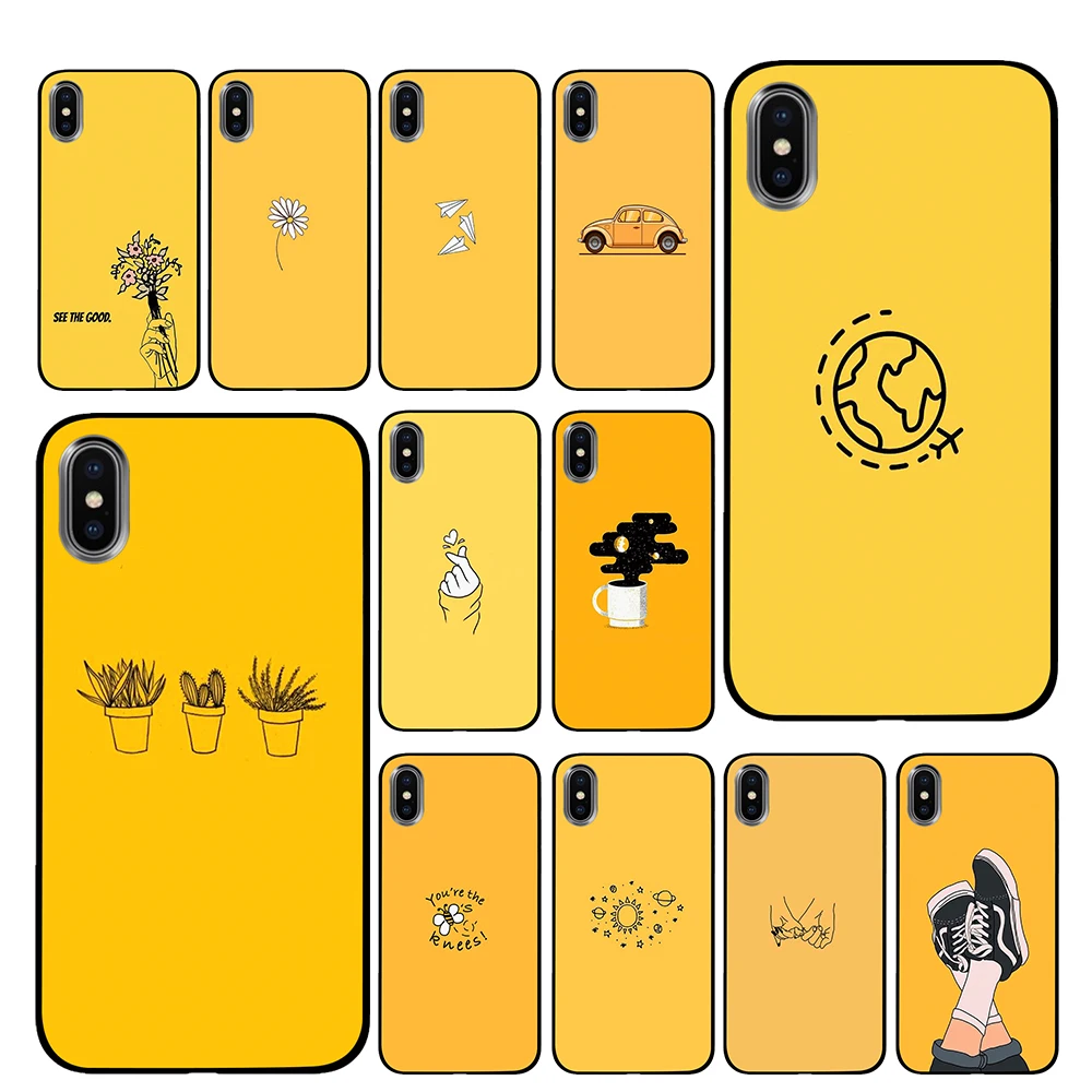 Потрясающий милый желтый художественный дизайн для iPhone 5 5S SE 6 6s 7 8 Plus X XS Max XR чехлы