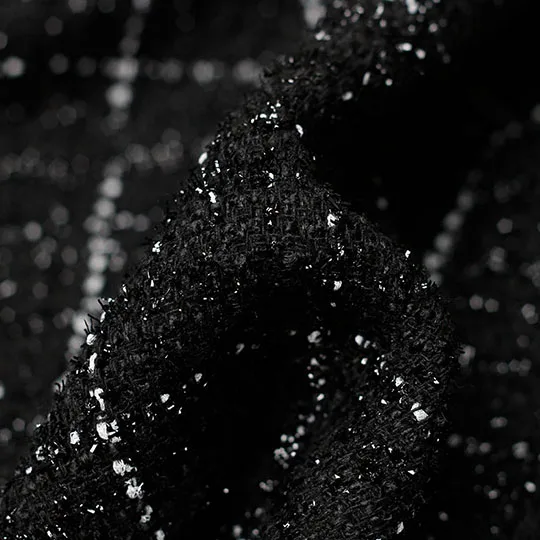 Перламутровый шелк Франция твид черная клетчатая ткань осенний пиджак платье костюмы материалы для одежды швейная ткань метр - Цвет: Черный