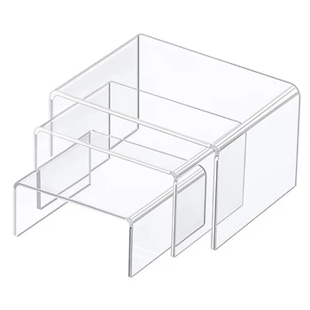

Acrylic Display Risers 3 Size Steps Acrylic Display Stand Anti-Corrosion Clear Showcase Display Shelf for Figure Buffet C6UD