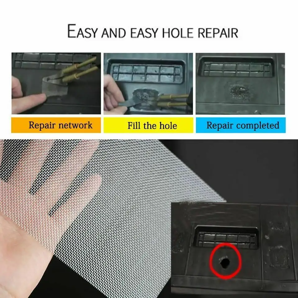 RETI DI RIPARAZIONE permanente paraurti acciaio inox fori riparazione crepe danni EUR 13,57