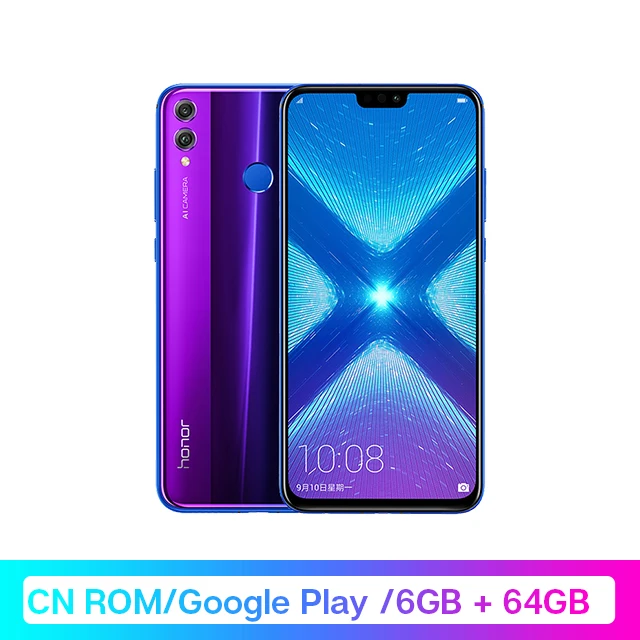 Смартфон Google Play Honor 8X8 X с глобальной ПЗУ, 4 Гб ОЗУ, 64 ГБ/128 ГБ, Восьмиядерный процессор Kirin 710, 6,5 дюйма, 20 МП, двойная тыловая камера, мобильный телефон OTA Промокод: newyear1200/ Промокод: newyear600 - Цвет: 6GB 64G PhantomBlue