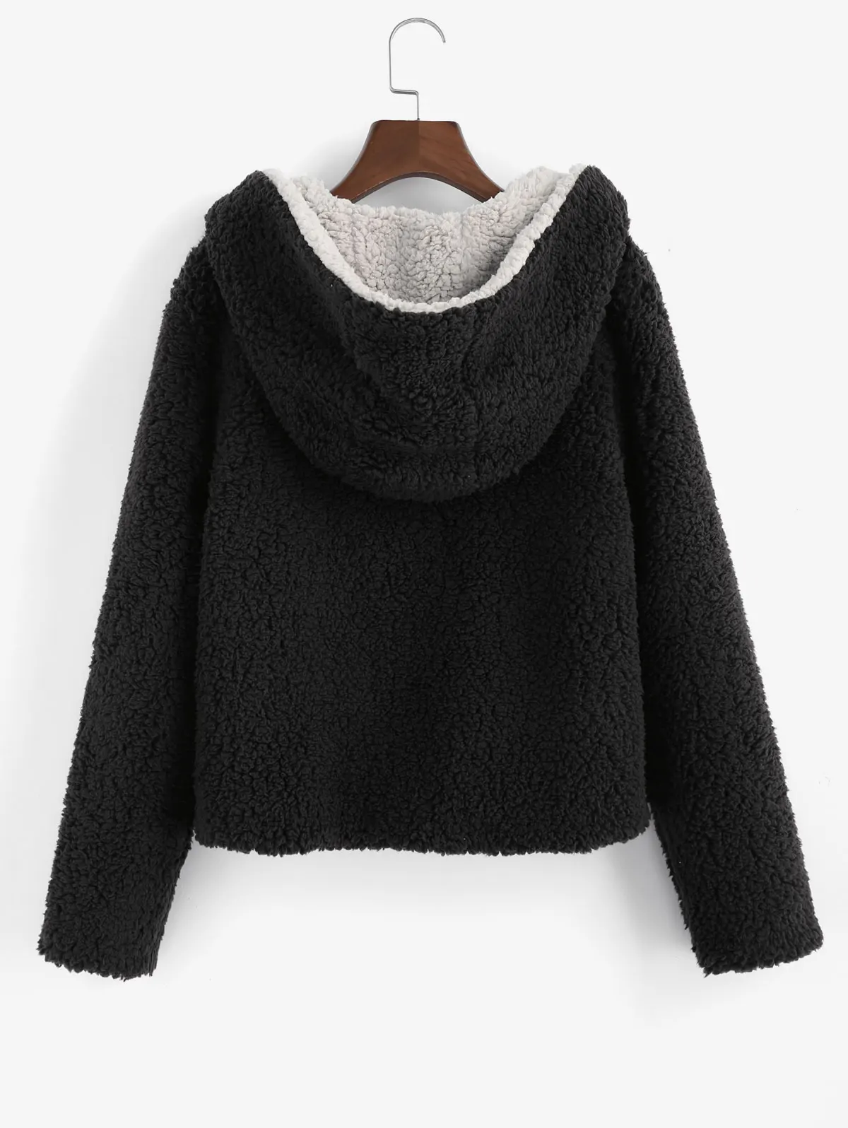 ZAFUL X Alexis Ricecakes двустороннее плюшевое пальто с капюшоном с открытой передней частью плюшевое пальто для женщин Милое с широкой талией милое с капюшоном зима
