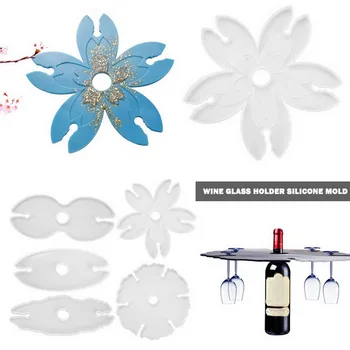 

New Wine Glass Rack Irregular flower Tray Silicone Mold Set DIY Home Decoration Glass Holder Racks Resin Art Supplies Mold