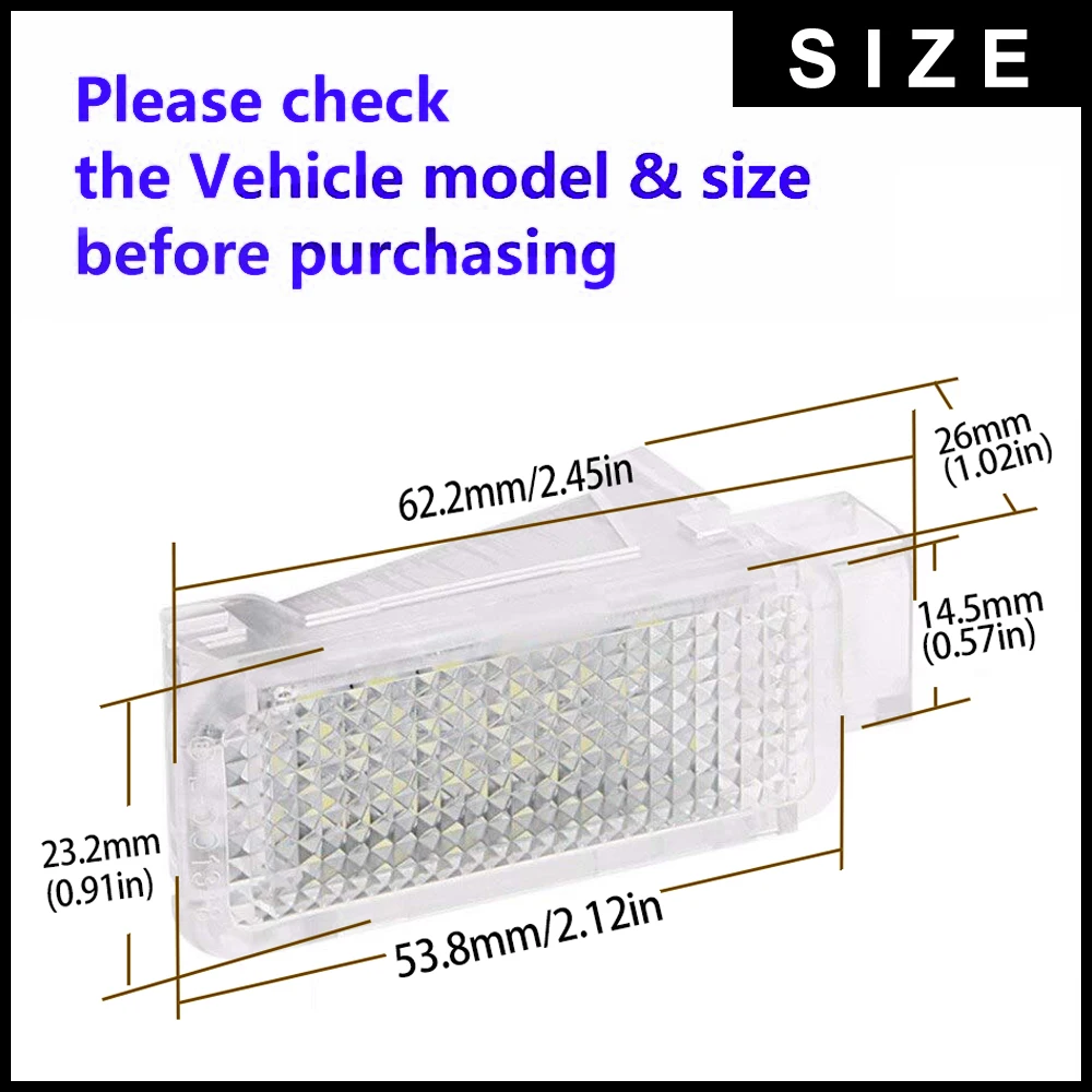 2 шт. светодиодный светильник для интерьера под дверью, для подножки багажника багажа, лампа для чтения для Skoda Audi Volkswagen Seat Porsche