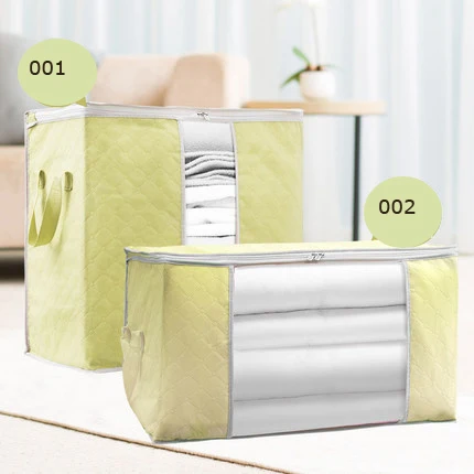Нетканая Ткань Одеяло сумка для хранения складной размера плюс контейнер Органайзер Домашний для хранения одеяло мешки для хранения одежды - Цвет: Светло-желтый
