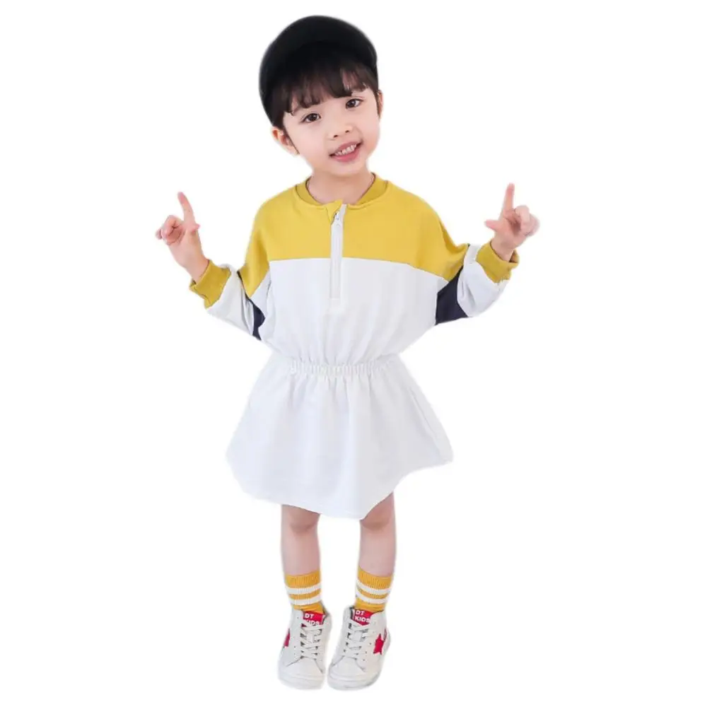 Свитшот в стиле пэчворк с длинными рукавами для маленьких девочек; Осенняя повседневная детская одежда для малышей; пышные платья; Лидер продаж
