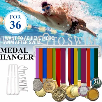 

36 Medals Swimming medal hanger Metal medal holder Sport medal display rack hold 32cm Triple Bar Sport swim gymnastics Medals