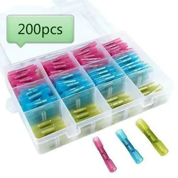 

200pcs/box heat shrinkable butt connector welding sealing wire connector automobile insulated waterproof wire terminal block