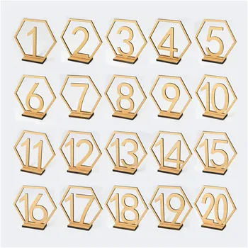 

20pcs Wooden Table Numbers Wedding Restaurants Seat Cards Table Desk Names Number Signs Place Holder Banquet Party Decorations