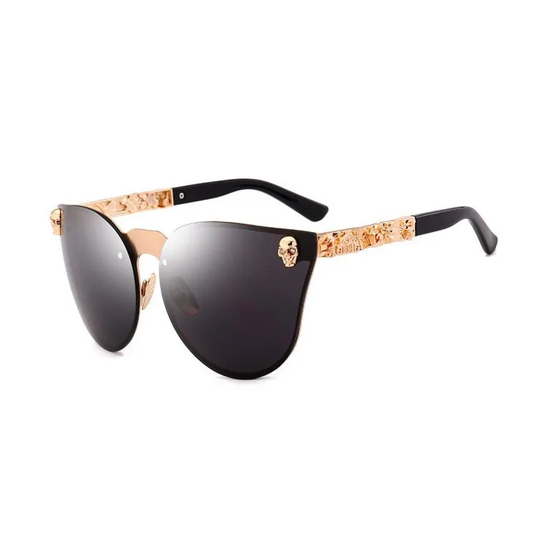 

2019 Fashion Women Gothic Sunglasses Skull Frame Metal Temple Luxury High Quality Sun glasses Oculos De Sol Feminino