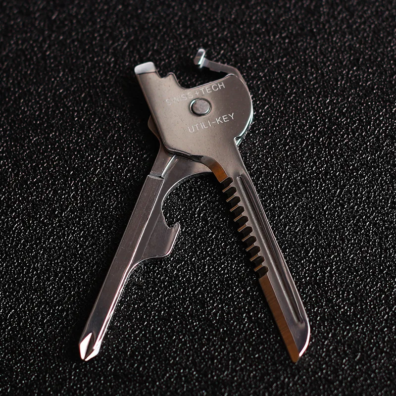 

6-in-1 Key Knife Outdoor Stainless Steel Multi-functional EDC Gadget Bottle Opener Screw Driver Carry-on Combination