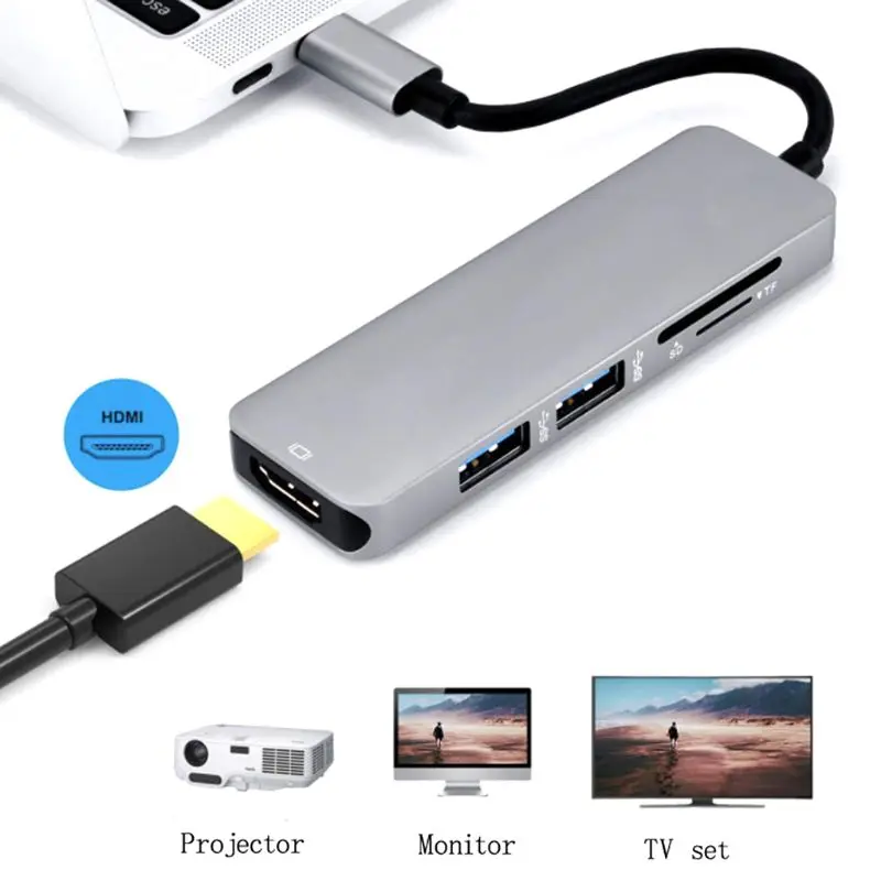 USB 3,0 type C к HDMI концентратор USB-C док-станция для ноутбука type C адаптер конвертер для MacBook Windows SD TF кард-ридер