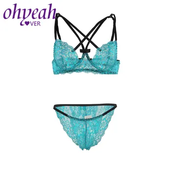 

Ohyeahlover Green Lace Bralette Lingerie Set Thin Style Transparent Bra and Underwear Set Hot Lengerie Femenina Sexy RM80956