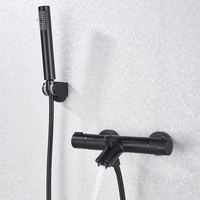 Black Thermostatic Shower Bath Mixer Set Bathroom Thermostatic Mixer Tap Hot And Cold Water Bathroom Mixer Valve Bathtub Faucet 2