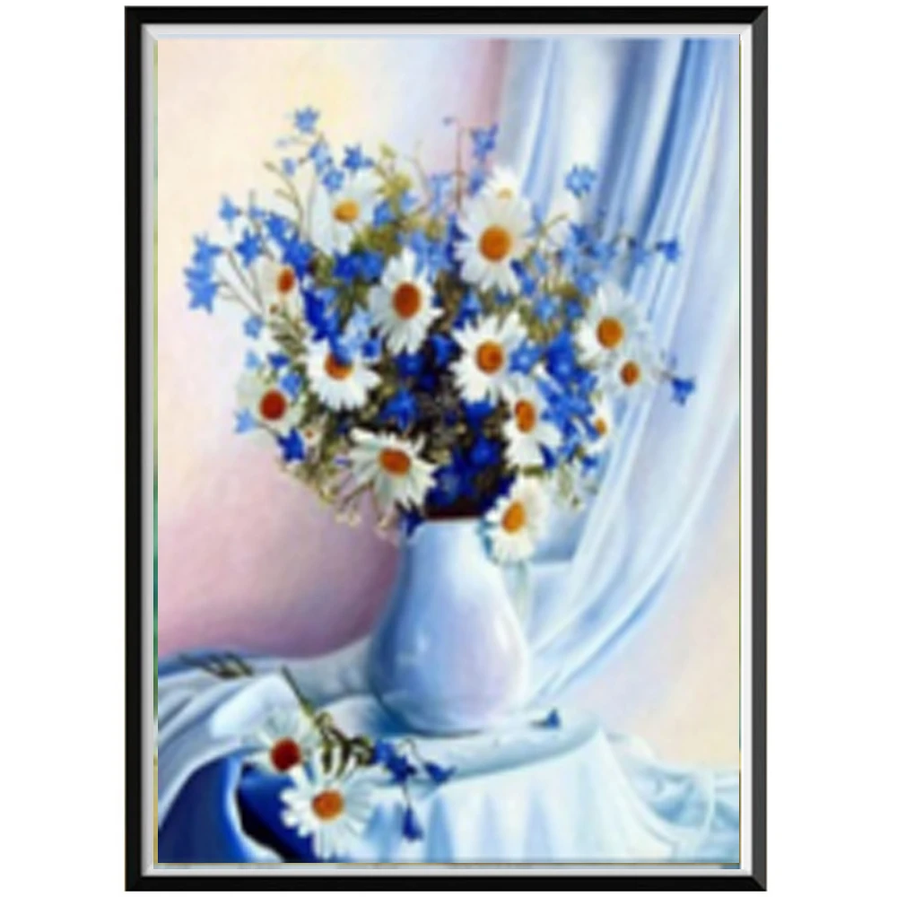 DIY 5D алмазная картина Роза ваза цветы круглая Алмазная мозаика украшение дома узор ручной работы подарок на год - Цвет: 13