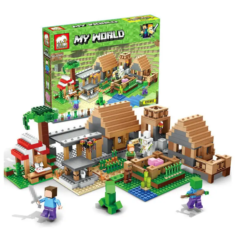 The Farm Village Building Blocks With Villagers Steve Action Figures Compatible 21128 Bricks Sets Toys