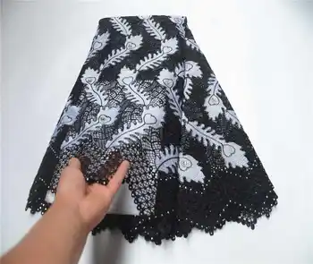 

African French lace fabric Black Soft Water Soluble Cord Lace 2020 High Quality Nigerian Guipure Lace For Wedding Dress PSA888-1
