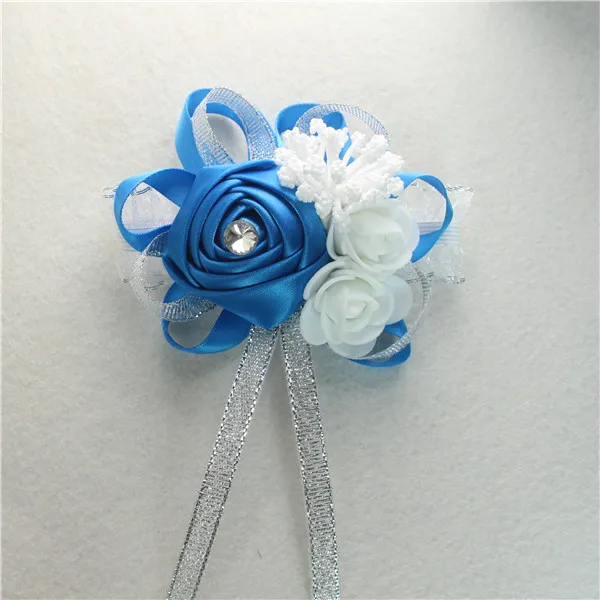 Йо Чо Сделай Сам креативный искусственный цветок на запястье для подружки невесты сестры ручной цветы невесты цветы Королевский синий свадебный Декор цветок - Цвет: Синий