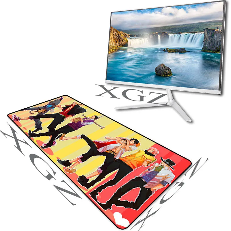 

XGZ Custom Large Game Mouse Pad Black Lcok-edge Anime One Piece Luffy Computer Table Mat Speed Rubber Non-slip 90x40 / 90x30