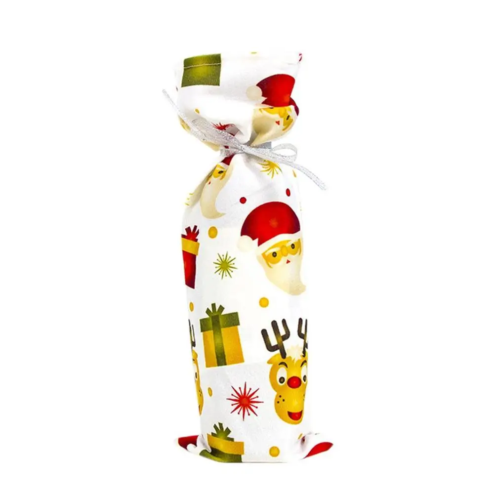 Темный хаки Christmas Wine Set Decoration Polyester Cotton Flannel Printed Christmas Wine Set Christmas Champagne Bottle Set - Цвет: Темный хаки