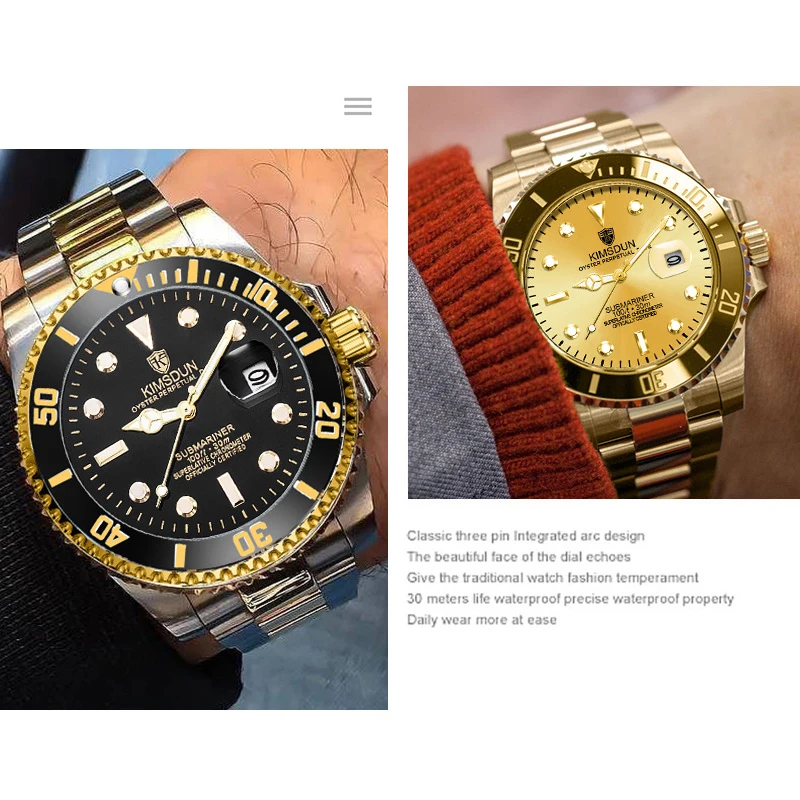 Швейцарские oyster perpetual Rolexable Япония MIYOTA кварцевые мужские часы спортивные