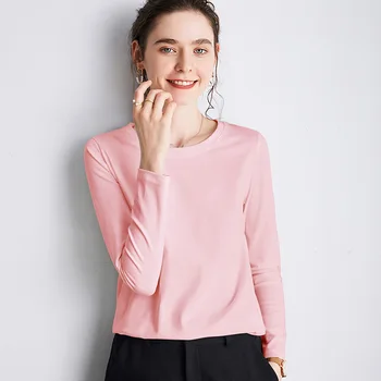 

YZY Long Sleeve White T-shirt Female Summer Loose V-neck Pure