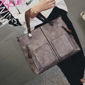 

Gusure Luxury Leather Bags Women Handbags 2020 Large Capacity Vintage Ladies Hand Bags Top-Handle Bag Solid Tote Sac Shoulder