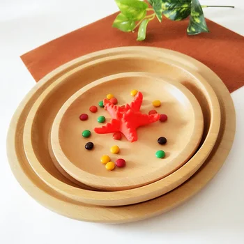 

3Pcs/Set Wood Rectangle Pallets Pure Color Lovely Printed Kitchen Cooking Fruit Bread Tray Display Tray Dedicated Plate Dishes