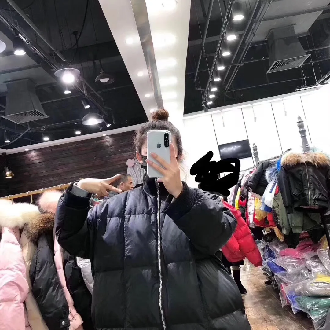 Южная Корея Dongdaemun женское пуховое пальто с белым утиным пухом воротник-стойка средней длины модный пуховик женская