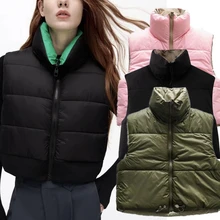 

Maxdutti Parka Coat England Style Fashion Solid Winter Vest Ins Fashion Blogger Vintage Short Jacket Women Vest Tops Coat Women