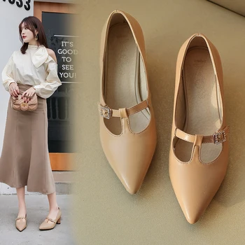 

Chic T-Strap Shoes Woman Women's Crystal Buckle Strap High Heels Pumps Ladies Pointy Toe Biggest Size 48 Shoes for Spring Autumn