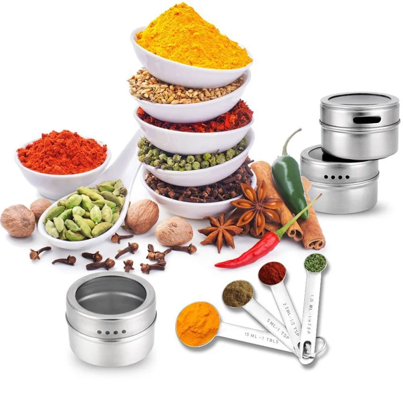 

1Pc Multi-functional Spice Tins Stainless Steel Spice Jar Premium Spice Container Salt Pepper Set Container for Salt and Pepper