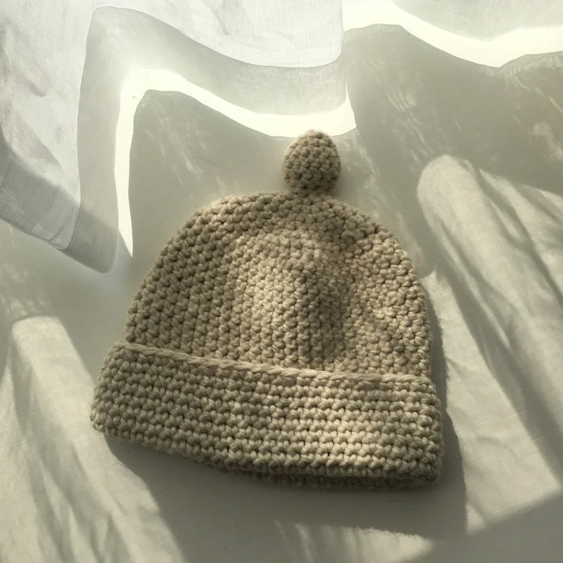Knit hat women autumn and winter new knitted hat wild ear tip pointed hat couple warm student Korean cold cap Skullies beanies - Цвет: Бежевый