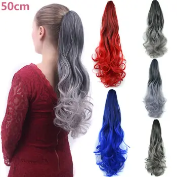 

Real Thick Clip in Ponytail Hair Extensions Gradient Gray Pony Tail Hairpiece