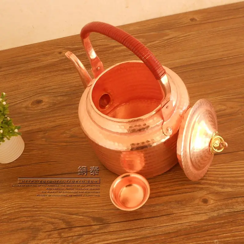 Red Copper Boiling Kettle Pure Copper Water Kettle Handmade Copper Water Jug Large Capacity 1.2l