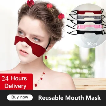 

Fashion Woman Transparent PVC Face Mask Clear Window Visible Expression Screen Mouth Cover Unisex Breathable Washable Masque