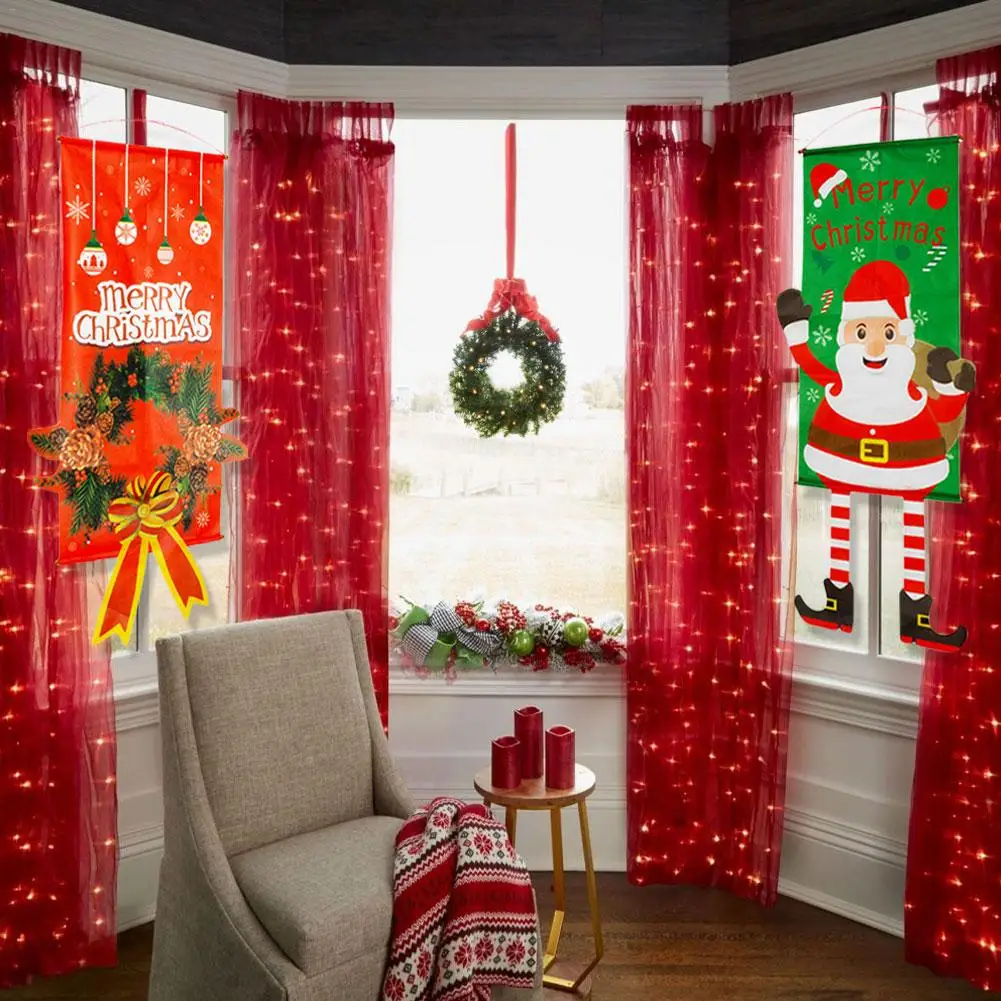 

Christmas Burlap Garden Flags Tree House Flags Merry Christmas Winter Rustic Hanging Flag for Indoor Outdoor Decorations