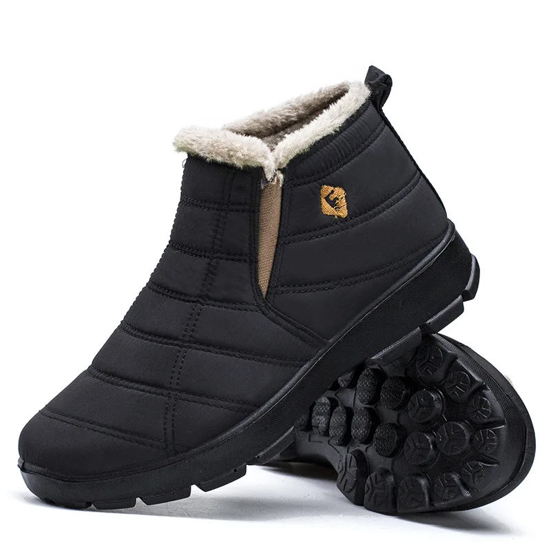 Новинка; Мужская зимняя обувь; однотонные зимние ботинки с плюшевой подкладкой; нескользящая подошва; сохраняющие тепло; водонепроницаемые лыжные мужские ботинки