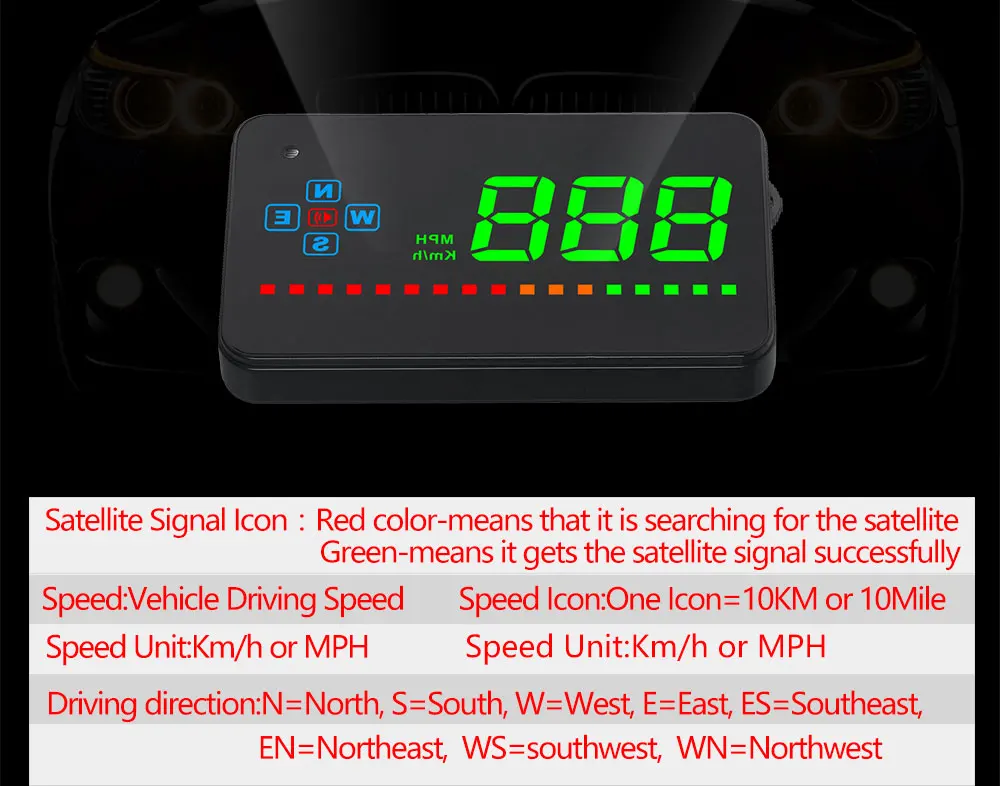 Автомобильный HUD совместимый для всех автомобилей проектор скорости gps цифровой автомобильный измеритель скорости A2 Электроника дисплей лобовое стекло проектор