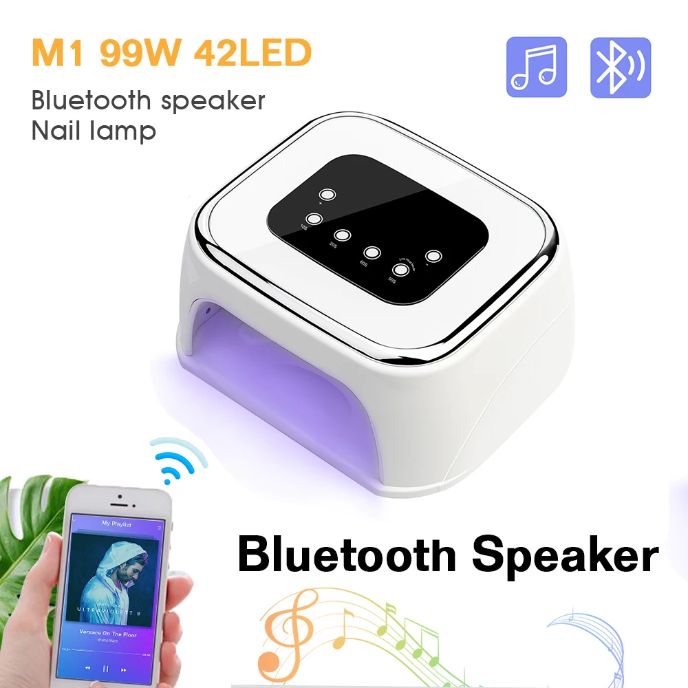 УФ-лампа для ногтей 42 светодиодный Гель-лак для ногтей Сушилка для ногтей отверждающий светильник светодиодный светильник с автоматическим распознаванием для ногтей Bluetooth динамик музыкальный плеер
