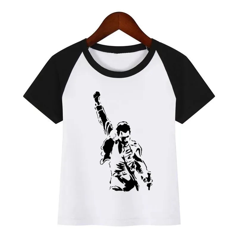 FREDDIE MERCURY/топ в стиле тяжелой рок, коллекция 100 года, футболка с принтом королевы детские летние топы с круглым вырезом, футболка для маленьких девочек повседневная детская одежда