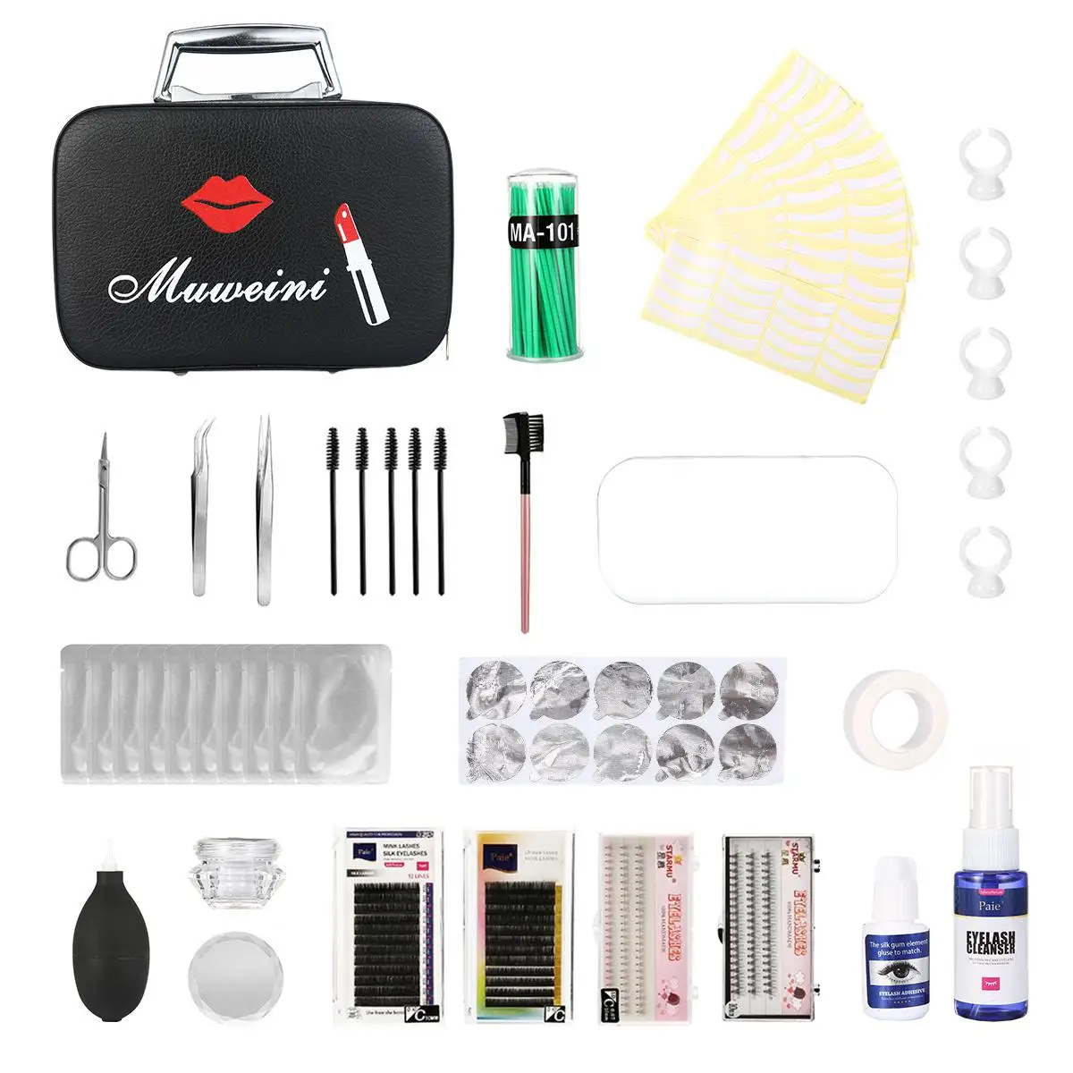 

22pcs Eyelashes Grafting Set DIY False Eye Lashes Extension Grafted Practice Kit with Makeup Case for Starter