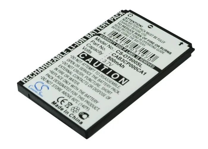 Обновленная батарея Cameron Sino для Alcatel CAB20100000C1 OT-E800, Tribe, VM800 800 mAh/2.96Wh