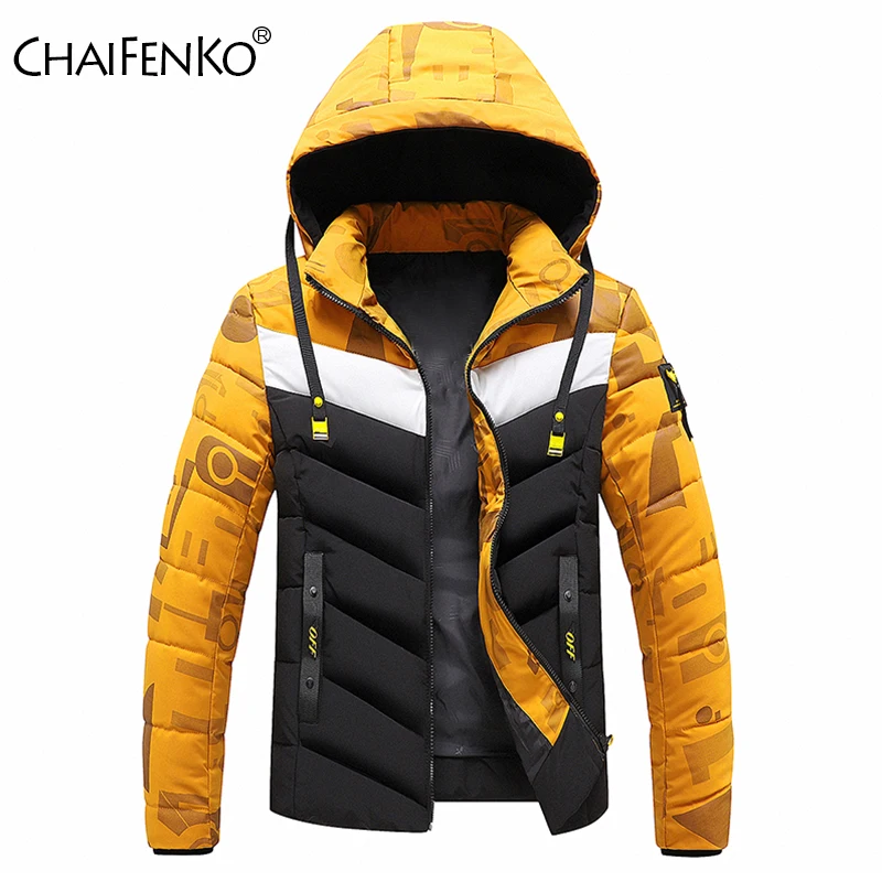 Men Winter Warm Windproof Parkas Patchwork Hooded Coat Autumn Outwear Classic Casual Parka Jacket