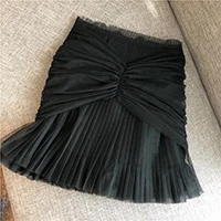 Высокое качество новейший дизайнер юбка женская складка марлевая плиссированная юбка - Цвет: Черный