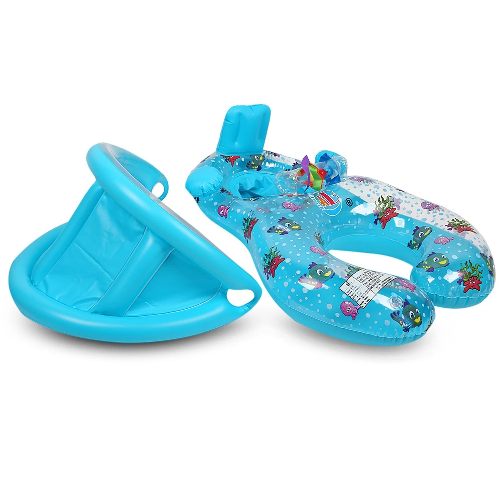 Inflatable Mother Baby Swim Float Ring Kids Seat Double Person Swimming Soft Ring Swimming Circle (5)