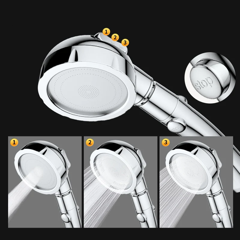 

Handheld Shower Head 3 Modes Adjustable High Pressure Shower Head with ON/OFF Pause Switch Water Saving Luxury Spa Detachable