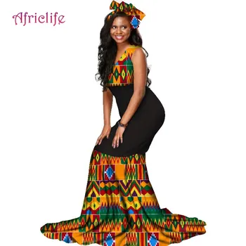 

African Party Dresses for Women Bazin Riche Sexy Patchwork Sleeveless Mermaid Vestidos Dresses Ankara African Clothes WY3443